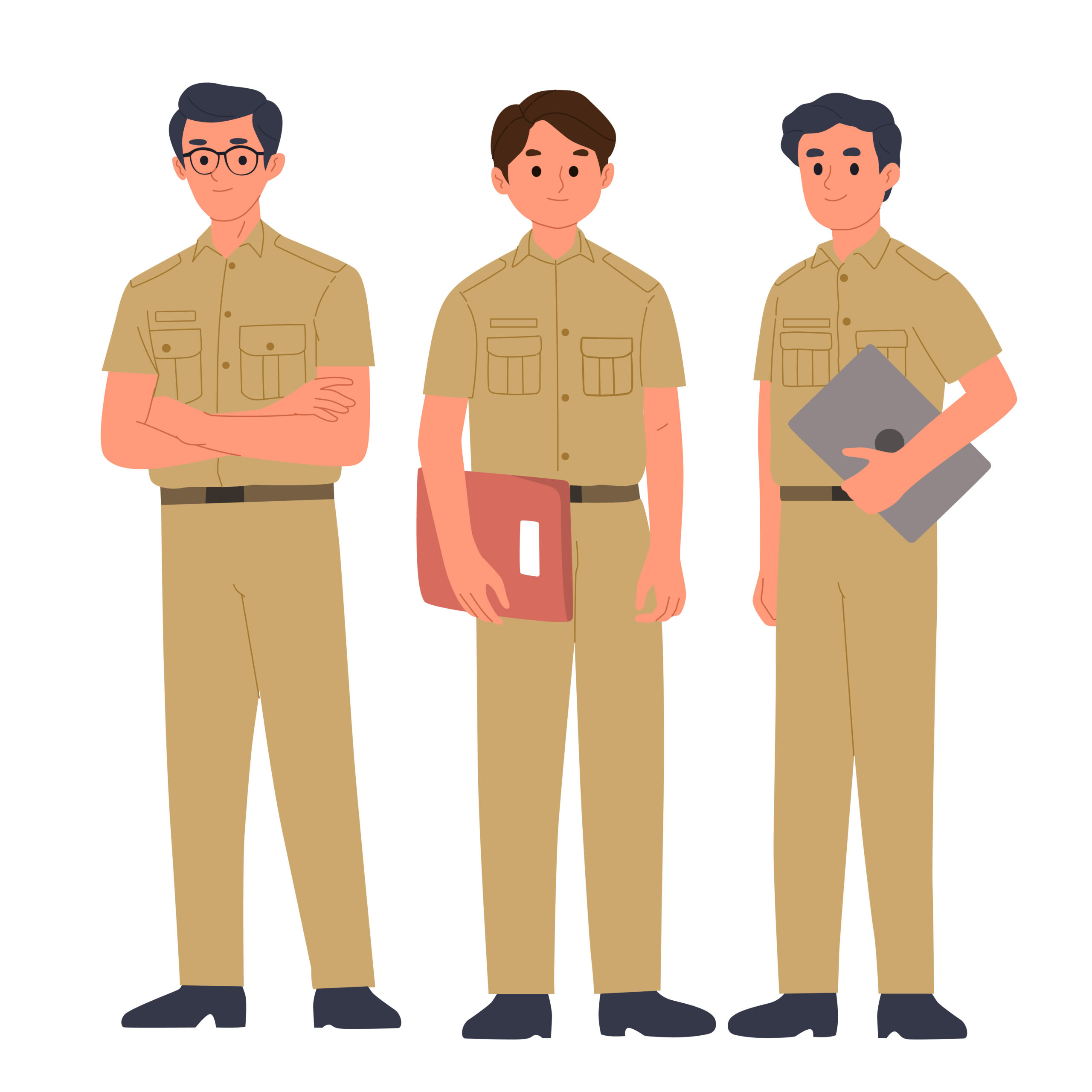 vector illustration of civil servants in Indonesia with various stylish poses